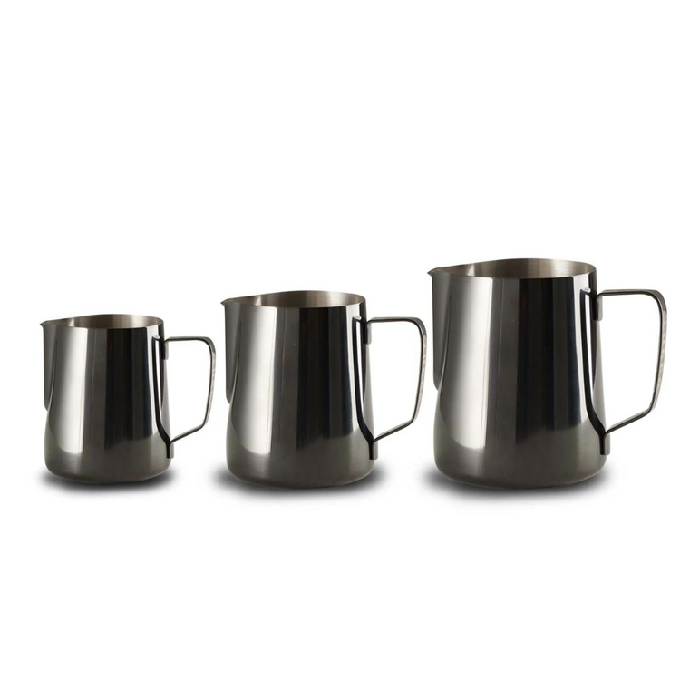 lucca milk steaming pitcher black